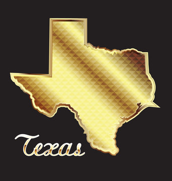 Gold texas state map