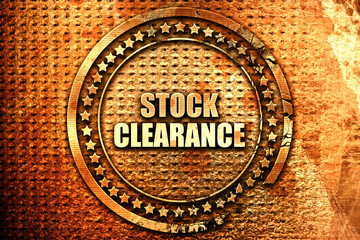stock clearance, 3D rendering, text on metal