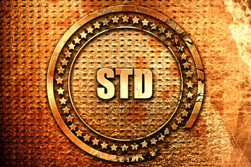 std, 3D rendering, text on metal