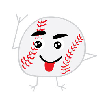 Cute Baseball Ball Cartoon Character.