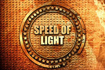 speed of light, 3D rendering, text on metal