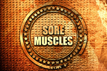 sore muscles, 3D rendering, text on metal