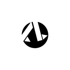 initial letter AL in circle black color logo vector