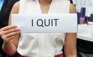 business concept of woman quit the job