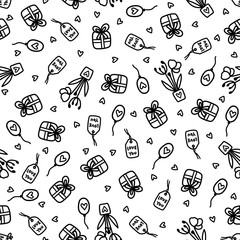 Doodles cute seamless pattern.