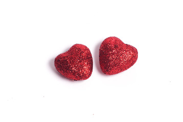 Valentine's Day pair of hearts on white background
