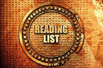 reading list, 3D rendering, text on metal