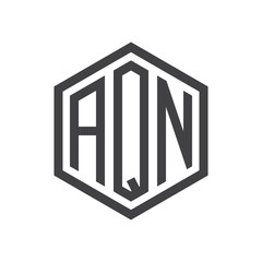 initial three letter logo hexagon black