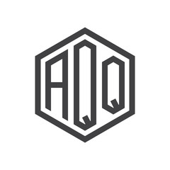 initial three letter logo hexagon black