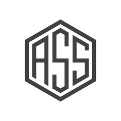 initial three letter logo hexagon black