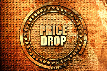 price drop, 3D rendering, text on metal