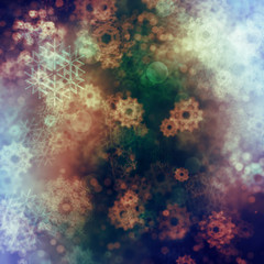 Fototapeta na wymiar Green Background with Snowflakes