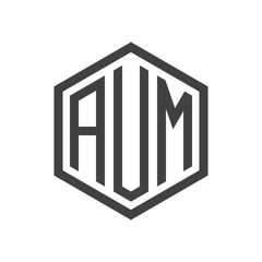 initial three letter logo hexagon black