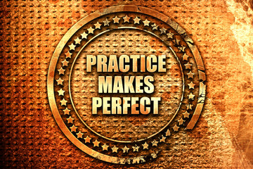 practice makes perfect, 3D rendering, text on metal