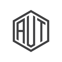 initial three letter logo hexagon black