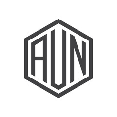 initial three letter logo hexagon black