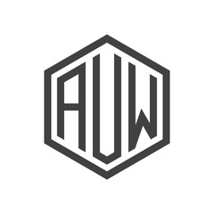 initial three letter logo hexagon black