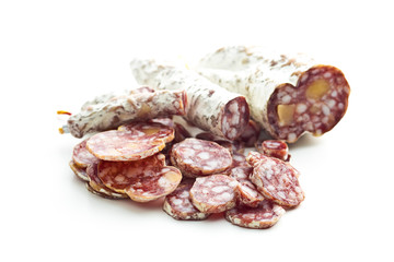Tasty sliced salami.