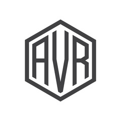 initial three letter logo hexagon black