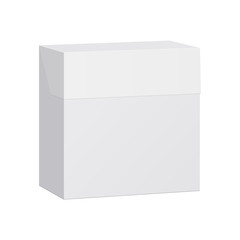 White rectangular box with lid isolated. Closed white box. White tea box mockup. Vector illustration.