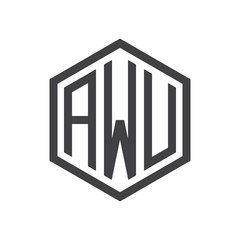 initial three letter logo hexagon black