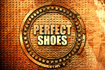 perfect shoes, 3D rendering, text on metal