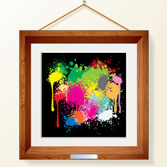 Funky Artwork on in Wooden Picture Frame