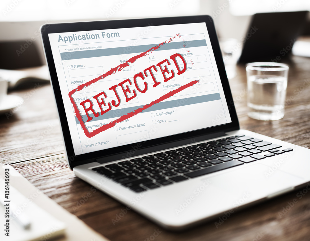 Poster rejected declined negative document form concept