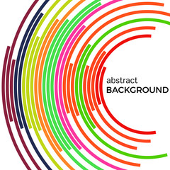 Abstract background with bright rainbow colorful lines. Colored circles with place for your text  on a white background.
