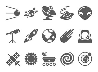 space cosmos and astronomy icons set © kuroksta