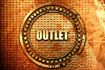 outlet, 3D rendering, text on metal