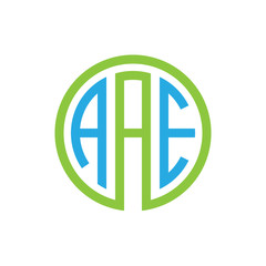 initial three letter logo circle blue green