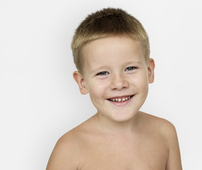 Caucasian Little Boy Bare Chested Smiling