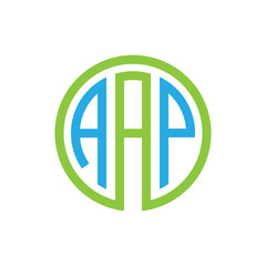 initial three letter logo circle blue green