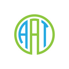 initial three letter logo circle blue green