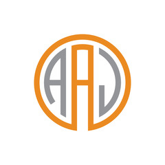 initial three letter logo circle grey orange