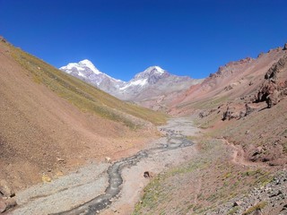 First view of Aconcagua on the Polish Glacier Circuit Argentina