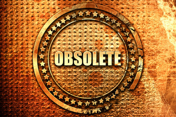 obsolete, 3D rendering, text on metal