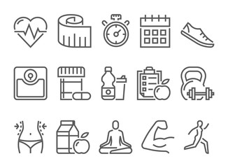 vector fitness health and sport icons set