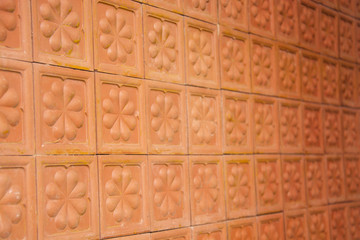 Blurred Orange Tile Texture Brick Wall