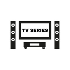 TV series icon. TV and Home theater, cinema symbol. Flat design. Stock - Vector illustration