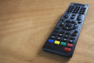 Remote control for television set.