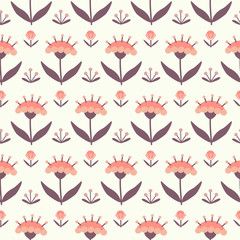 Seamless floral pattern with hand drawn elements