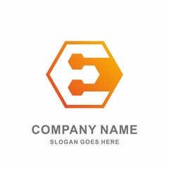 Hexagon Letter E Digital Growth Data Link Connection Technology Computer Business Company Stock Vector Logo Design Template