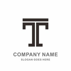 Monogram Letter T Geometric Square Strips Architecture Interior Construction Business Company Stock Vector Logo Design Template 