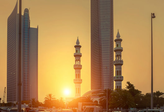 Sunset view on Abu Dhabi dountown