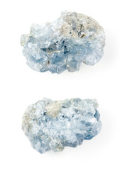 Obraz premium Celestine blue crystals on white background.