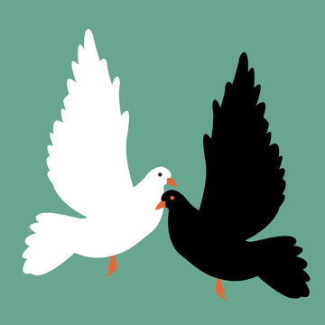Dove vector illustration style Flat set