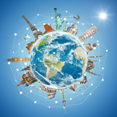 Famous landmarks of the world connected to each other