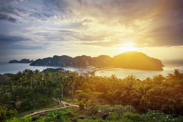 Amazing view of the Phi Phi Don island from the mountain